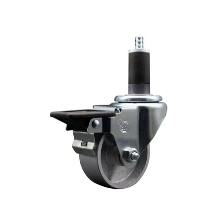Service Caster 3'' Semi Steel Swivel 1-1/4'' Expanding Stem Caster with Brake SCC-EX20S314-SSS-PLB-114